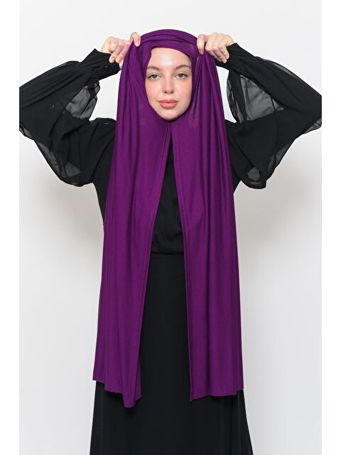 Altobeh Hazır Pratik Geçmeli Lüks Organik Düz Penye Şal Eşit Hizalı - S000377764-20034