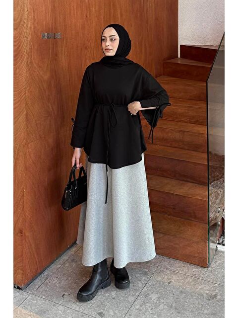 Lamelif Yırtmaç Detaylı Sweat Siyah - S000517846-19351