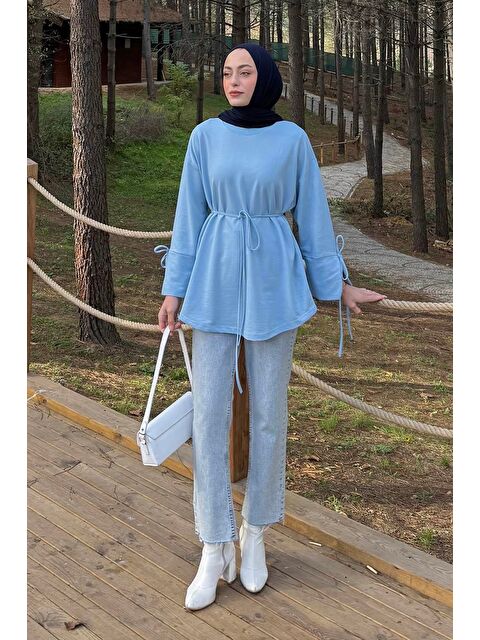 Lamelif Yırtmaç Detaylı Sweat Bebe Mavisi - S000517846-3642