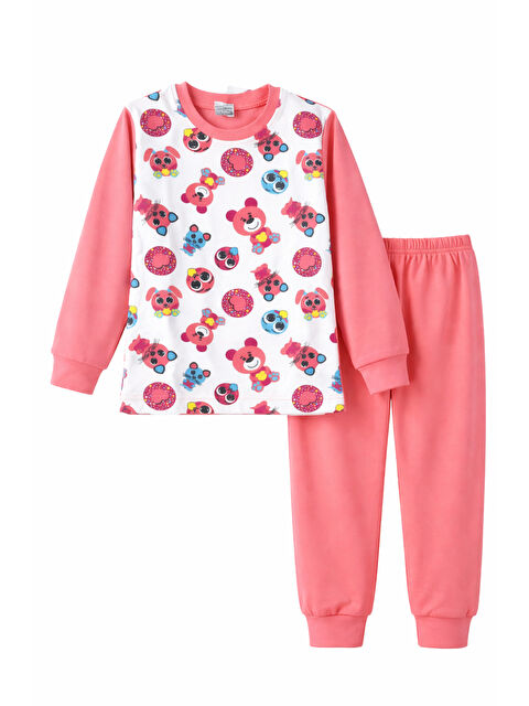 Remsa Kız Çocuk Pamuklu Desenli Pijama Takımı 6068-08 Mercan - S000513365-19963
