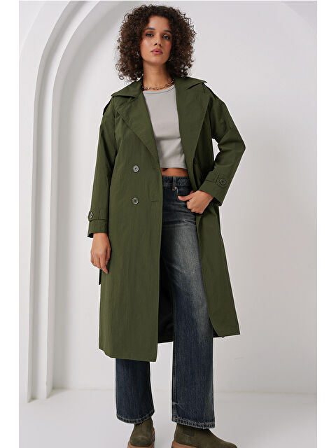 Bigdart 5936 Kruvaze Yaka Trençkot - Haki - S000291641-18547