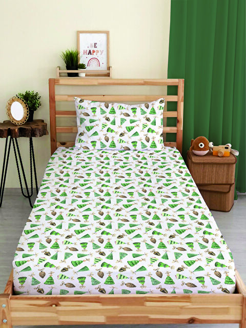 Evmila Yılbaşı Desenli Tek Kişilik Baskılı Lastikli Çarşaf Takımı– 100x200cm - S000486330-23173