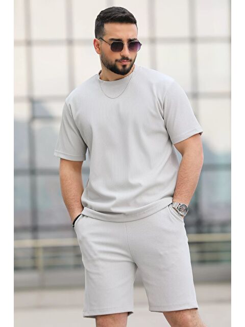 Mishar İtalia Bisiklet Yaka Jakarlı Oversıze Erkek Tişört - S000302366-20600