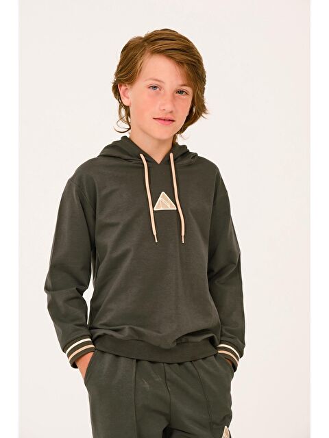 JAZZİEE Unisex Çocuk Kapüşonlu Sweatshirt - Haki - S000316683-18547