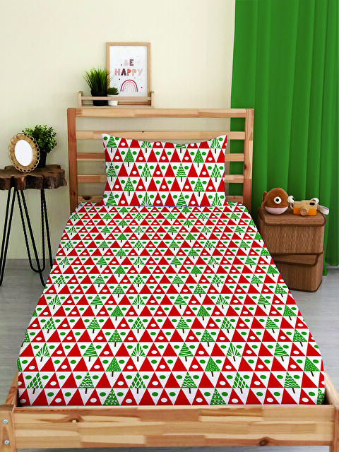 Evmila Yılbaşı Desenli Tek Kişilik Baskılı Lastikli Çarşaf Takımı– 100x200cm - S000486332-23173