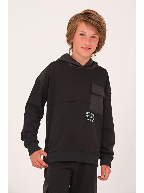 JAZZİEE Unisex Çocuk Kapüşonlu Sweatshirt - Siyah - S000316684-19351