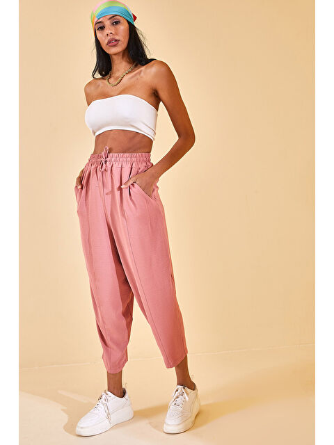 Xhan Gül Kurusu Beli Lastikli Slouchly Pantolon 2YXK5-46168-65 - S000035298-20028