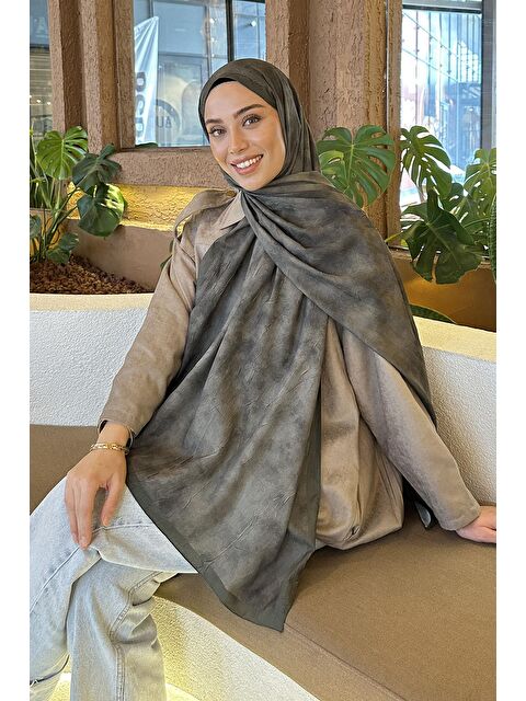 Lamelif Bulut Desen Bambu Şal Haki