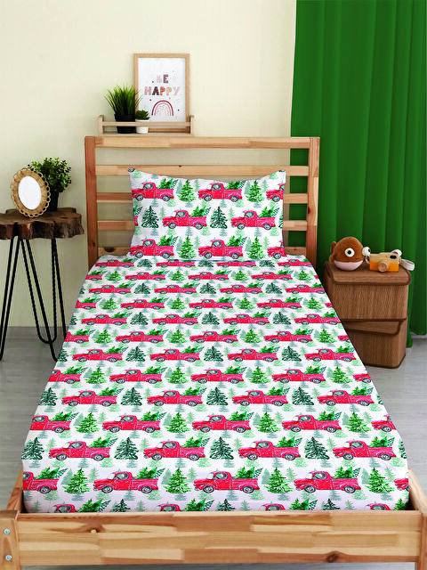 Evmila Yılbaşı Desenli Tek Kişilik Baskılı Lastikli Çarşaf Takımı– 100x200cm - S000486342-23173