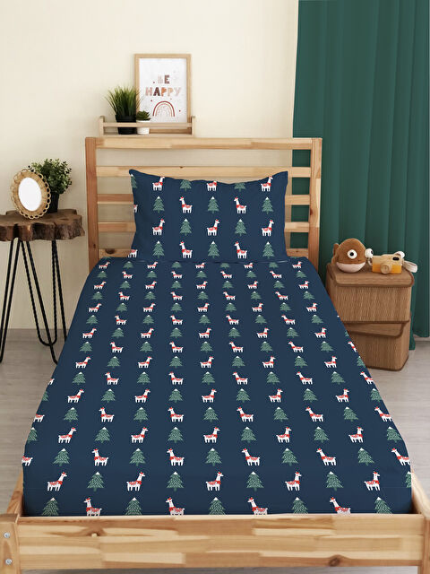 Evmila Çam Ağacı Desenli Tek Kişilik Dijital Baskılı Lastikli Çarşaf Takımı (Pamuklu) – 100x200cm - S000486344-23173