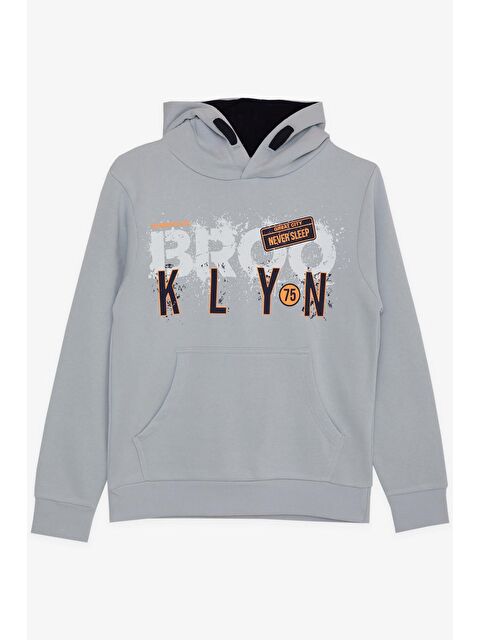 Breeze Erkek Çocuk Yazı Baskılı Sweatshirt Buz Mavisi (9-14 Yaş) - S000216075-8826