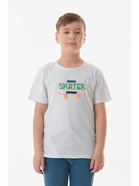Fullamoda Skater Yazı Baskılı Erkek Çocuk Tişört - S000381179-20063
