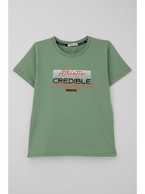 Breeze Erkek Çocuk Tişört Yazı Baskılı Sırt Kısmı Baskı Detaylı Mint Yeşili (10-16 Yaş) - S000502010-1180