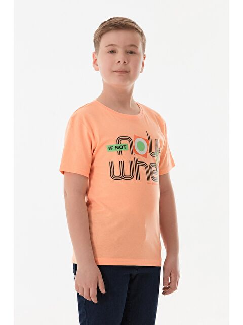 Fullamoda Slogan Baskılı Bisiklet Yaka Erkek Çocuk Tişört - S000381213-20013