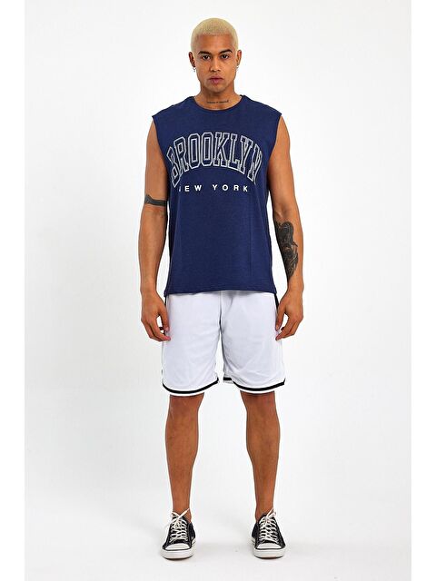 Süperlife Erkek Bisiklet Yaka Regular Fit Brooklyn Baskılı Kolsuz Tişört SPR22TS116 - S000013527-21164