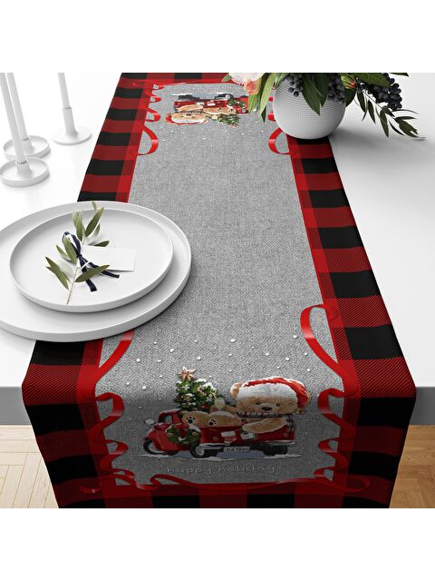 Evmila Yılbaşı Desenli Kadife Runner 40x140 cm - S000111553-23173