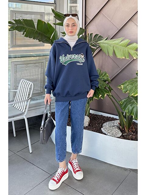 Lamelif Universiy Baskılı Üç İplik Sweat Lacivert - S000517860-21164