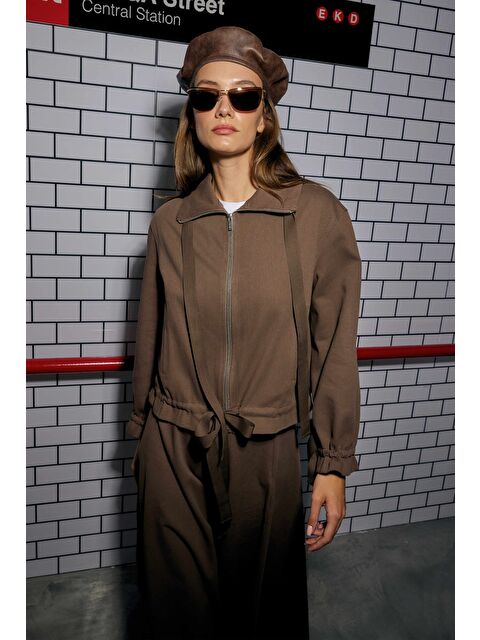 HE-QA Bağcıklı Helen Ceket Tozlu Kahve - S000448932-19413