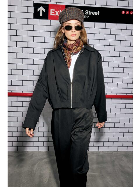 HE-QA Pile Detaylı Poliviskon Ceket Siyah - S000448636-19351