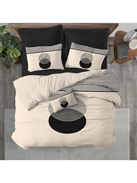 Evmila Geometrik Desen Baskılı Çift Kişilik 200x220 cm 2 Adet 50x70 cm Nevresim Takımı - Renkli - S000130705-23173