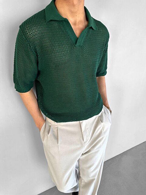 Abluka Online Oversize Yarım Pat Yaka File Çizgili Erkek %100 Pamuk Tişört - S000203058-18194