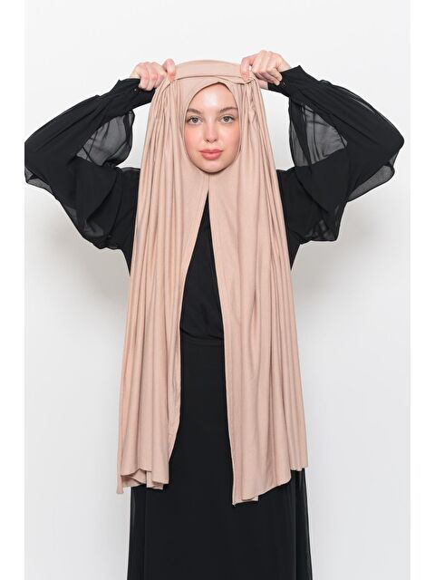 Altobeh Hazır Pratik Geçmeli Lüks Organik Düz Penye Şal Eşit Hizalı - S000377764-19927