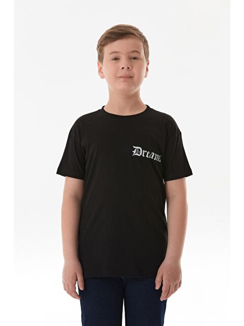 Fullamoda Dreams Yazı Baskılı Bisiklet Yaka Erkek Çocuk Tişört - S000381218-19351