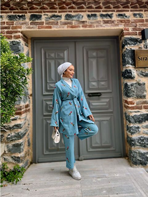 Comstar Nakışlı Kimono Takım - S000210437-17234