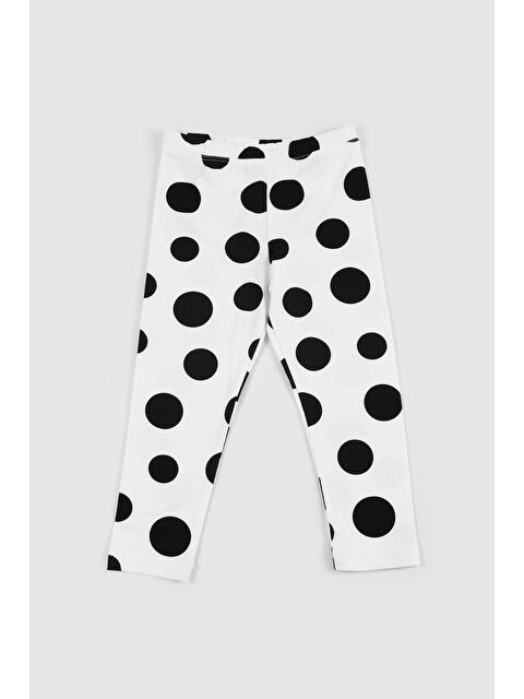 Lovetti Kız Çocuk Beyaz Zemin Büyük Puanlı Tayt - S000378874-23173