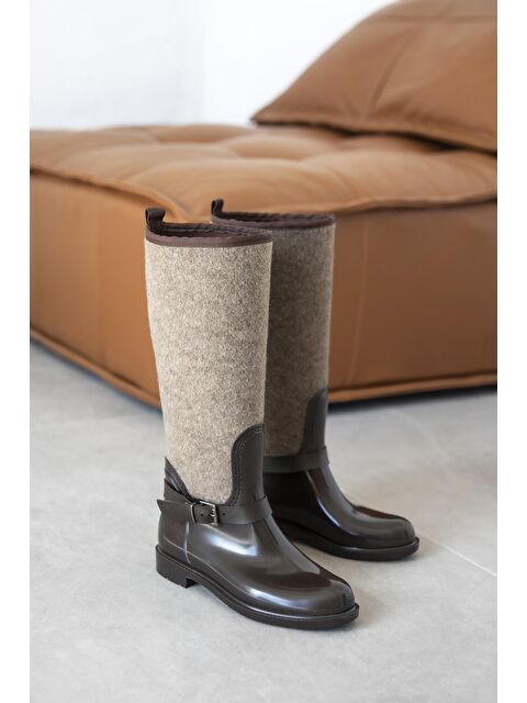 Straswans Anders   Kemer Detaylı   Kadın Yağmur  Çizme Kahve - S000512767-19413