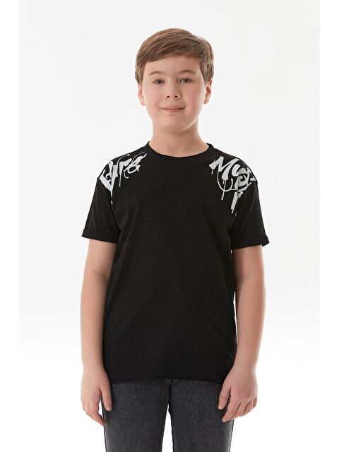 Fullamoda Yazı Baskılı Bisiklet Yaka Erkek Çocuk Tişört - S000381219-19351