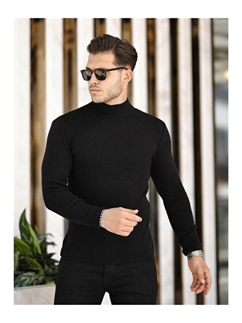 Tarz Cool Erkek Slim Fit Yarım Balıkçı Fitilli Triko Kazak - S000223271-19351