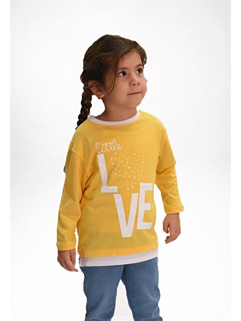 Luess Kız Çocuk Love Baskılı Ekru Garni Detaylı Sweatshırt - S000138740-20072