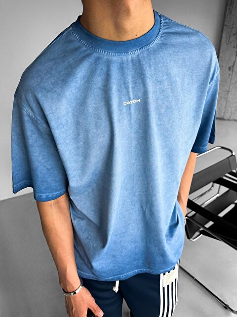 Abluka Online Oversize Yuvarlak Yaka Yıkamalı Catch Erkek Tişört - S000203060-17234