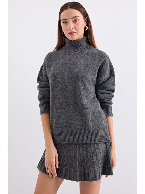 Bigdart 15891 Kazak Etek Triko İkili Takım - Antrasit - S000255122-29666