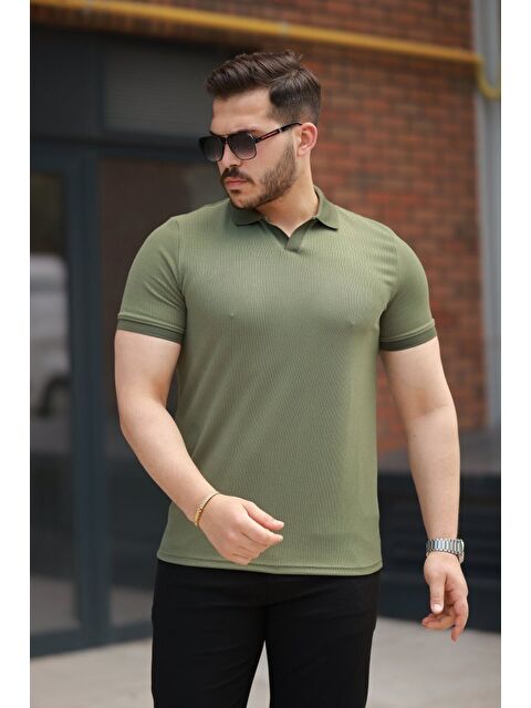 Jane's Erkek Yakalı Waffle Dokulu Kısa Kollu Tişört