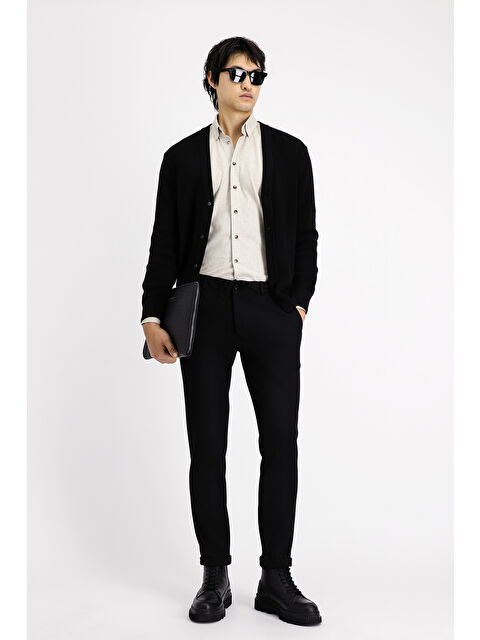 Kiğılı Slim Fit Dar Kesim Beli Lastikli İpli Elastanlı Klasik Kumaş Pantolon - S000409373-19351