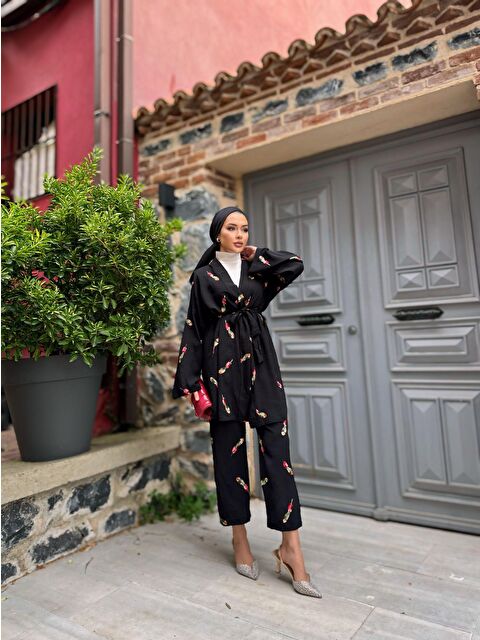 Comstar Nakışlı Kimono Takım