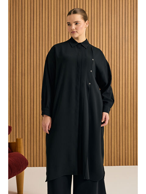 AKER Siyah Koza Logo Detaylı Tunik - S000481656-19351