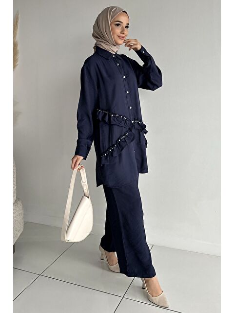 Julude Taş İşlemeli Tunik Pantolon Tesettür İkili Takım - S000470329-21164