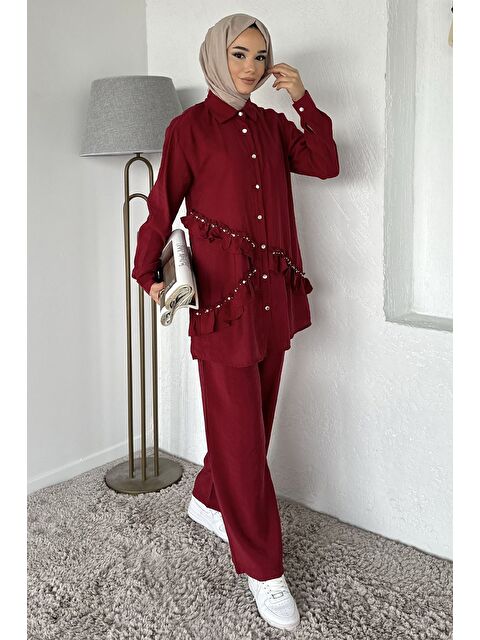 Julude Taş İşlemeli Tunik Pantolon Tesettür İkili Takım - S000470329-19951