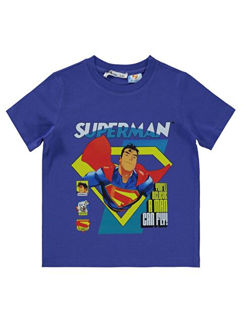Superman Süperman Can Fly Baskılı 2-5 Yaş Tişört - Mavi2-3 Yaş - S000483190-23710