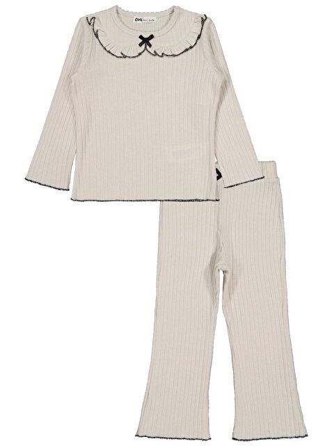 Civil Girls Fırfır Yakalı 6-9 Yaş Takım - Bej 7-8 Yaş - S000483210-25636