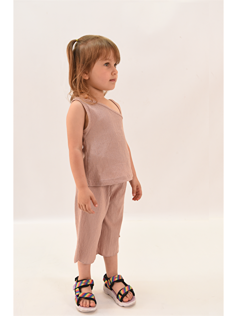 Luess Kız Çocuk Tek Omuzlu Dokulu Bluz Ve Pantolon Takımı - S000134083-20028