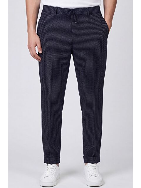 Sabri Özel Giotelli Erkek Siyah Dar Kesim Slim Fit Dokuma Yan Cep Lastikli Bel Pantolon