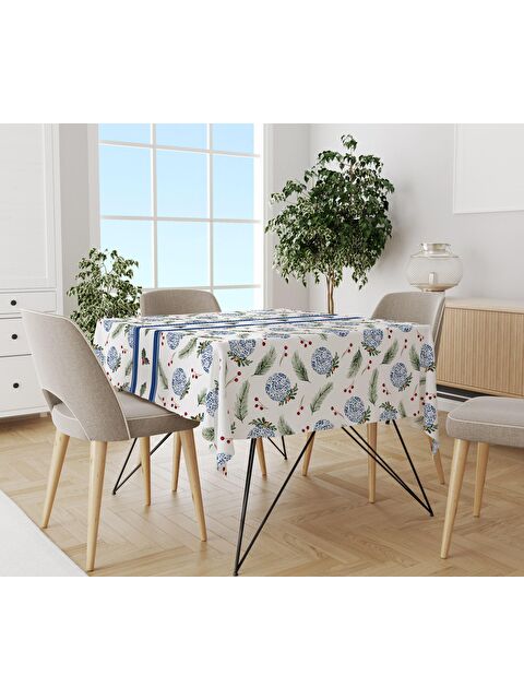 Evmila Yılbaşı Desenli Kadife Doku Masa Örtüsü - S000111556-23173