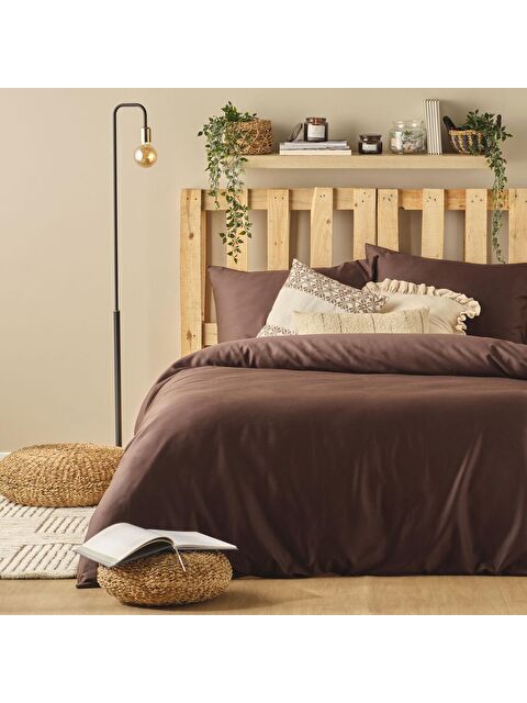 Bella Maison %100 Pamuk Saten Supreme Basic King Size Nevresim Seti Acı Kahve - S000201151-19413