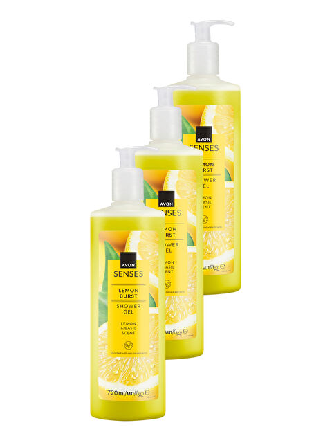 AVON Senses Lemon Burst Duş Jeli 720 Ml. Üçlü Paket