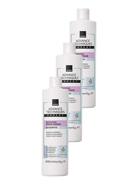 AVON Advance Techniques Expert Saç Bağlarını Güçlendiren Canlandırıcı Şampuan 400ml Üçlü Paket - S000511655-10231