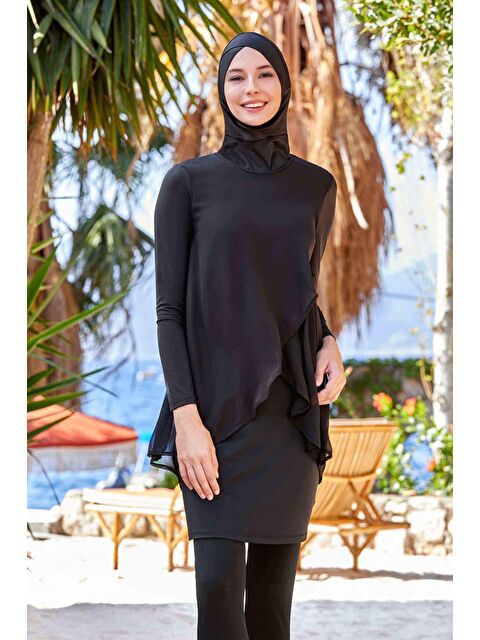 Adasea Elastanlı Tam Kapalı Tesettür Mayo Elıs 4556 Siyah - S000221417-19351